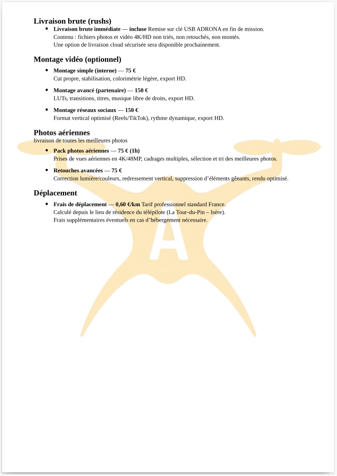 Tarif Agriculture 2
